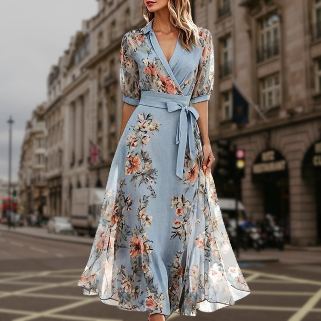 Vestido maxi floral wrap de mangas largas Altea