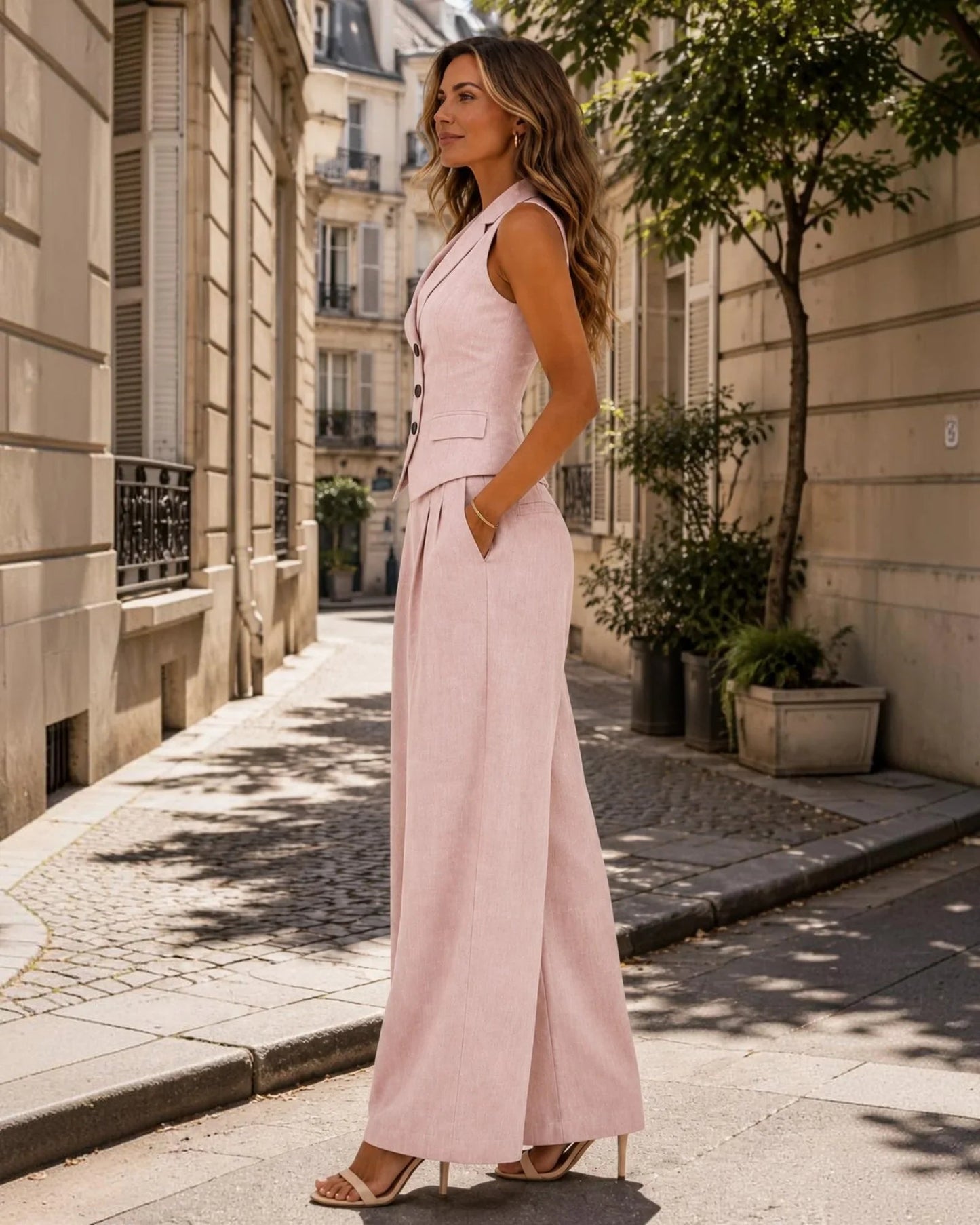 Conjunto de pantalón y chaleco Delia