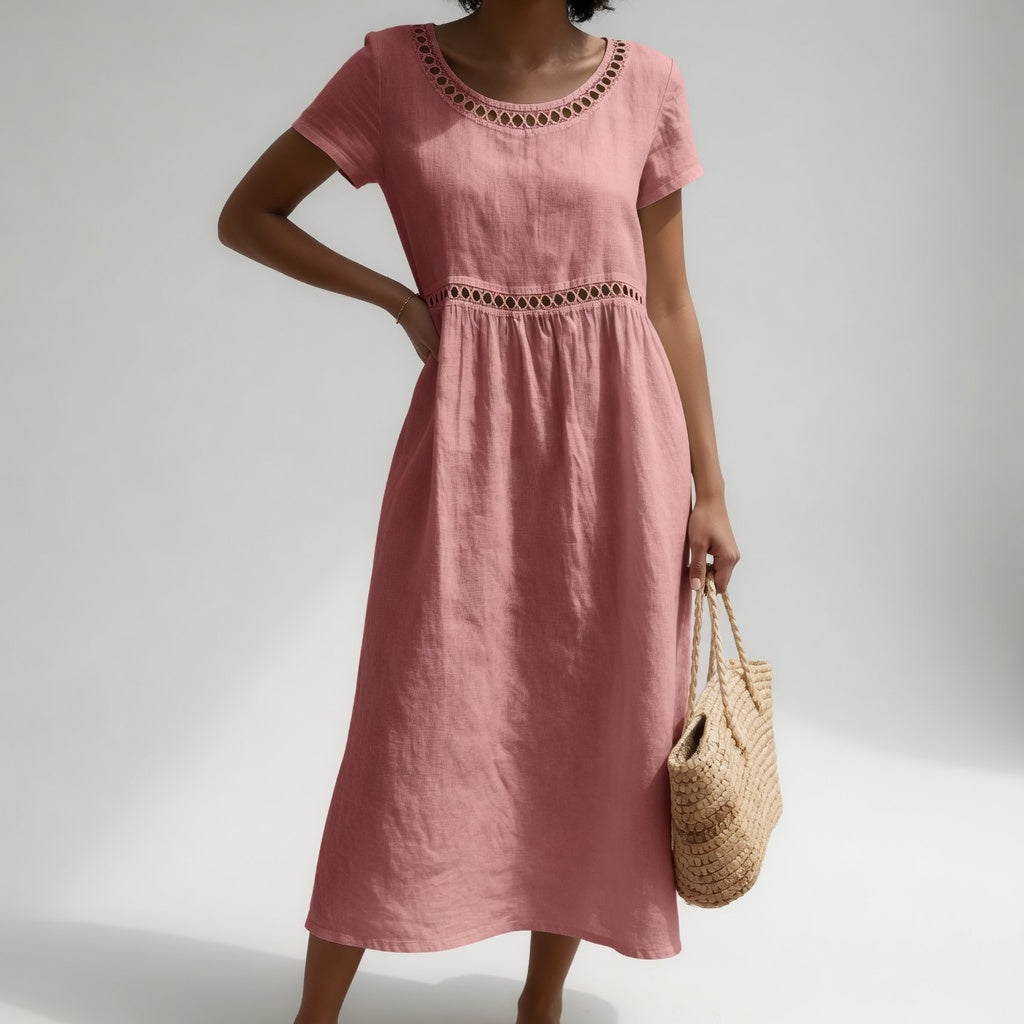 Vestido midi de algodón bordado Mónica