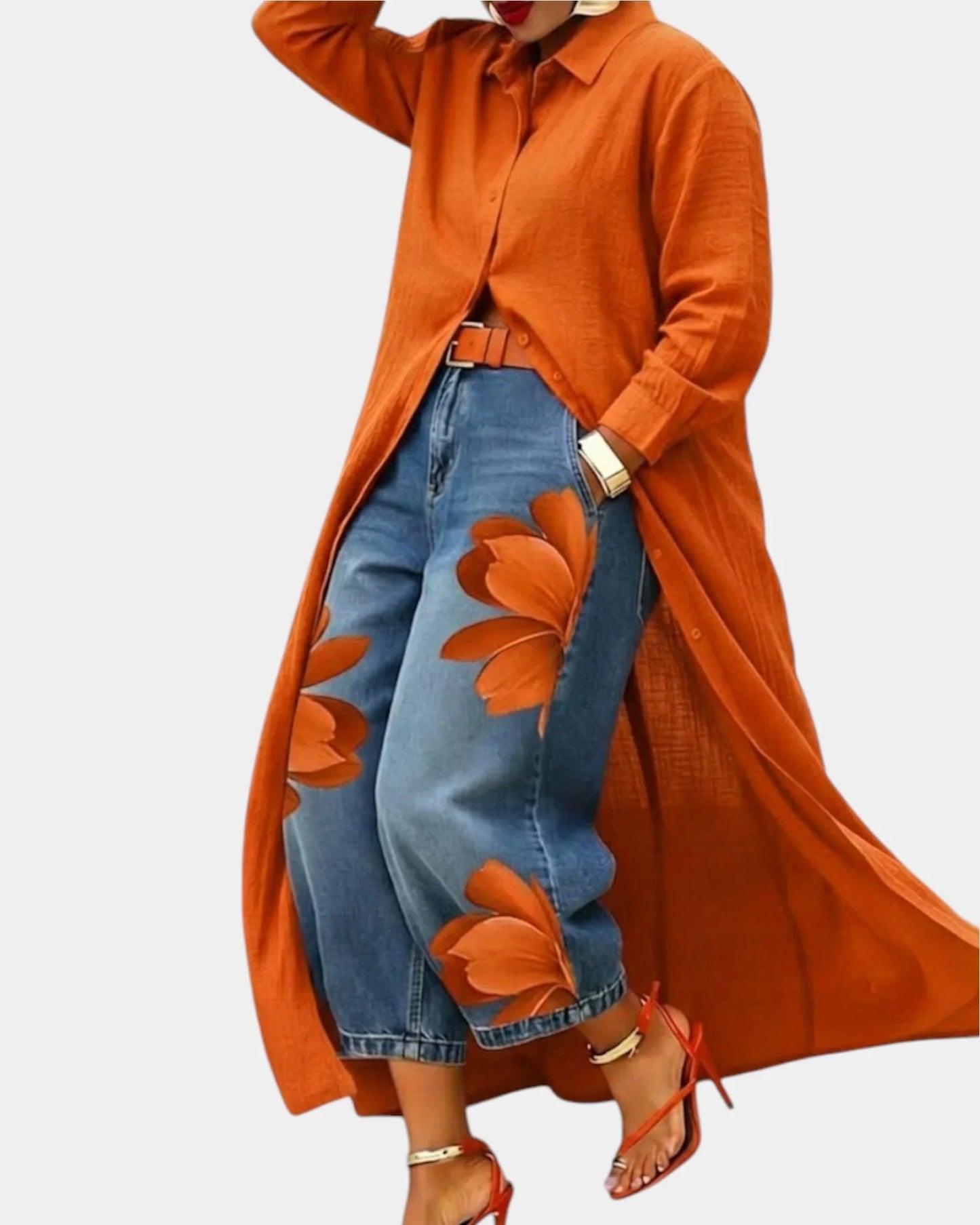 Conjunto de vestido y pantalón de mezclilla Mabel