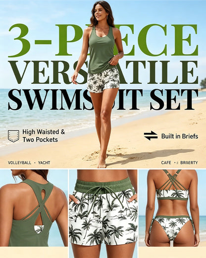 Conjunto de playa estampado con salida y bikini Ilse