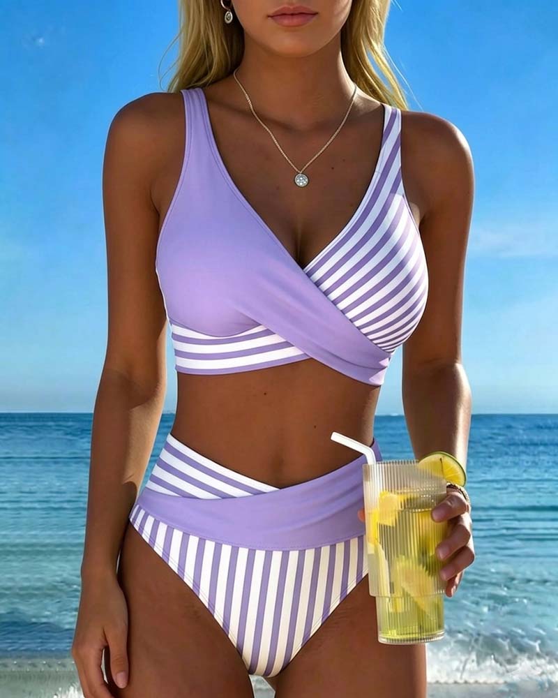 Bikini cruzado de rayas Erika