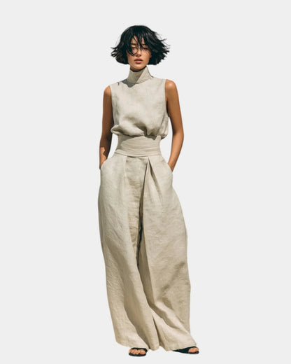 Conjunto de camiseta sin mangas y pantalón ancho Susana