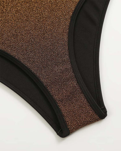 Traje de baño de una pieza cuello en V metalizado Bianca