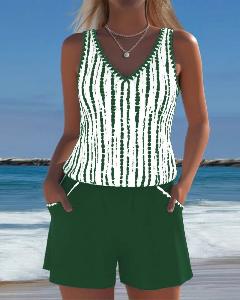 Bikini estampado con cuello en V Carmen