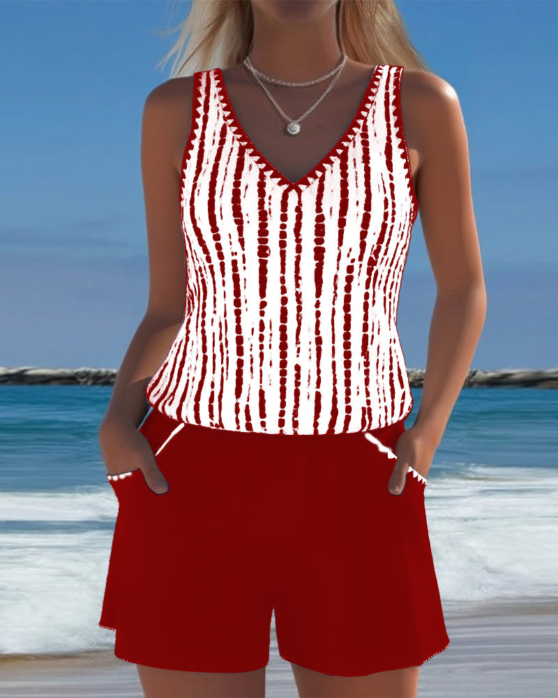 Bikini estampado con cuello en V Carmen