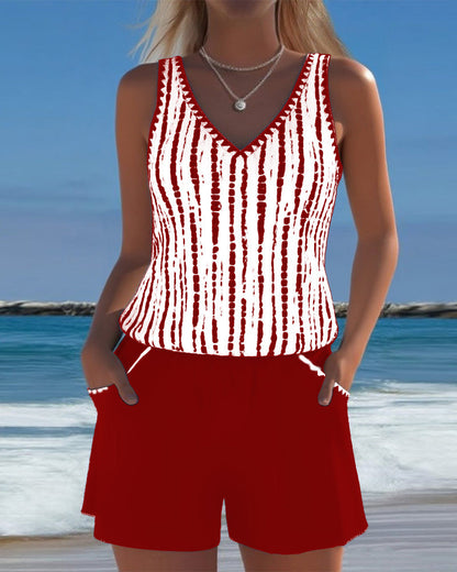 Bikini estampado con cuello en V Carmen