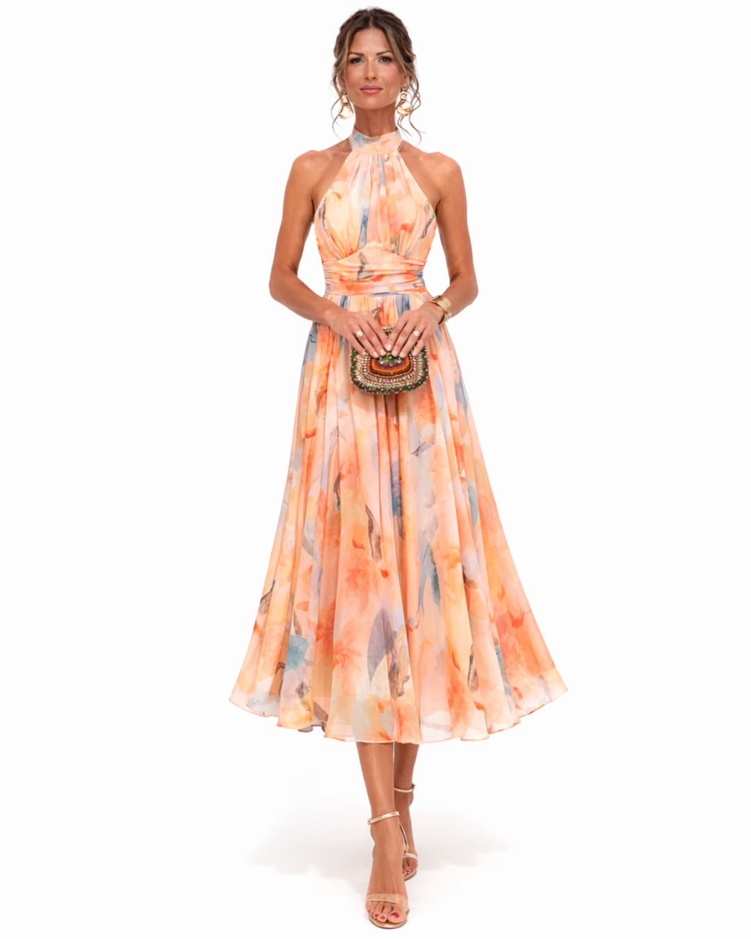 Vestido midi floral estampado Brenda