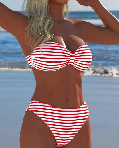 Bikini de rayas de talle alto Alejandra