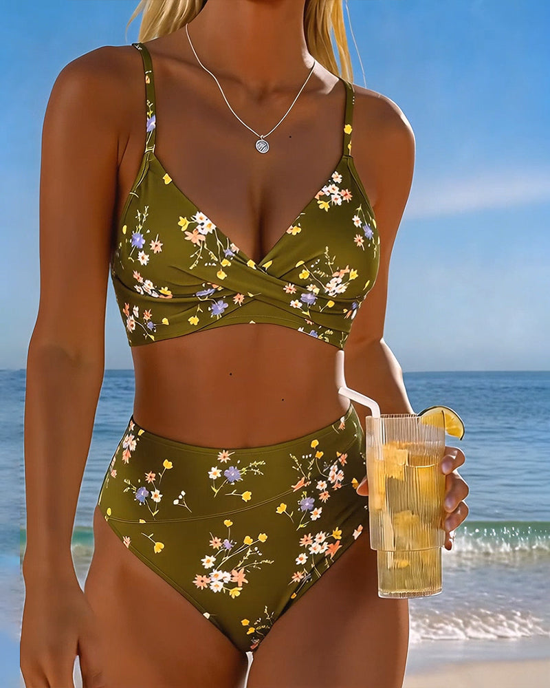Bikini floral con tiras cruzadas Dulce