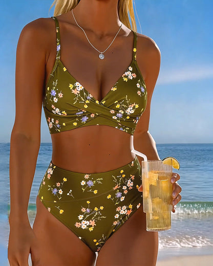 Bikini floral con tiras cruzadas Dulce