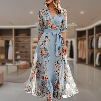 Vestido maxi floral wrap de mangas largas Altea