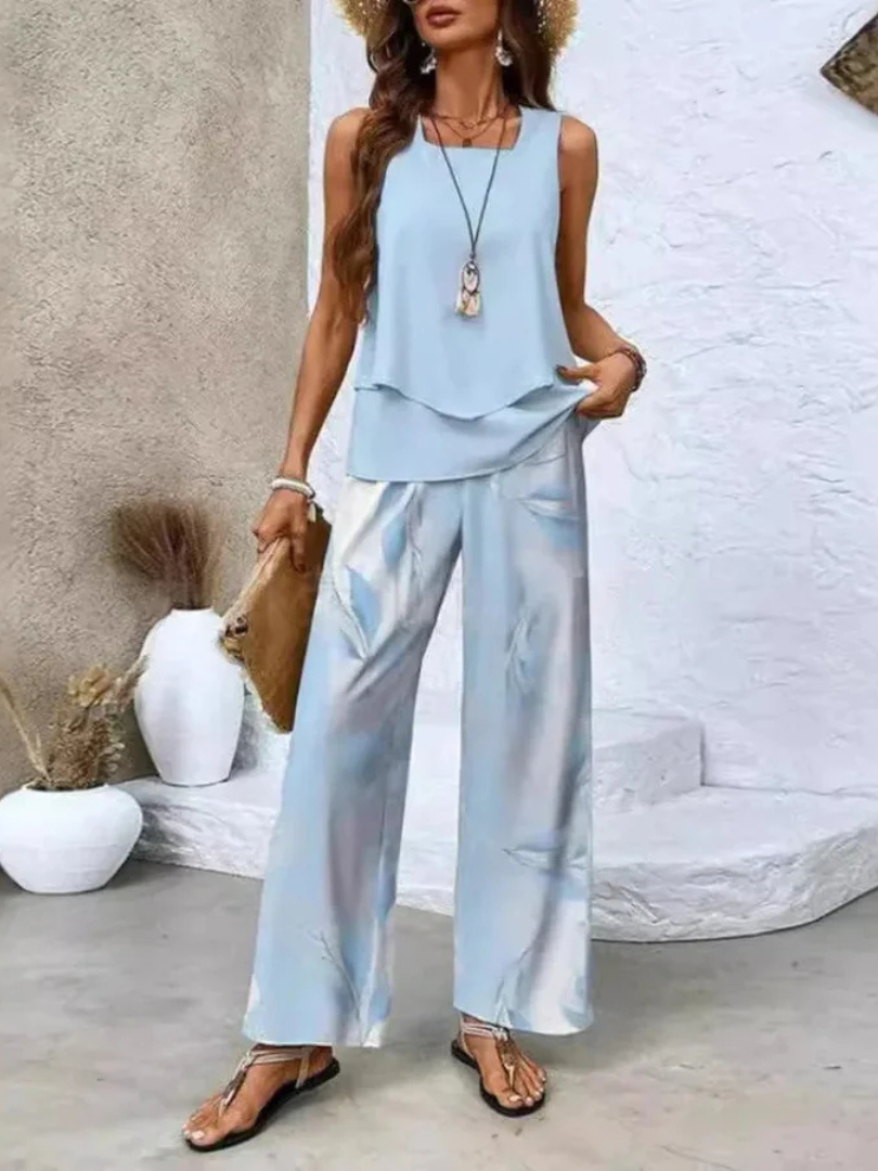 Conjunto de top sin mangas y pantalón ancho Itzel