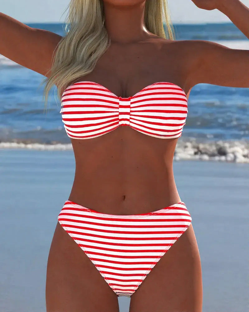 Bikini de rayas de talle alto Alejandra