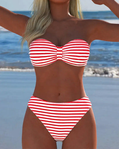 Bikini de rayas de talle alto Alejandra