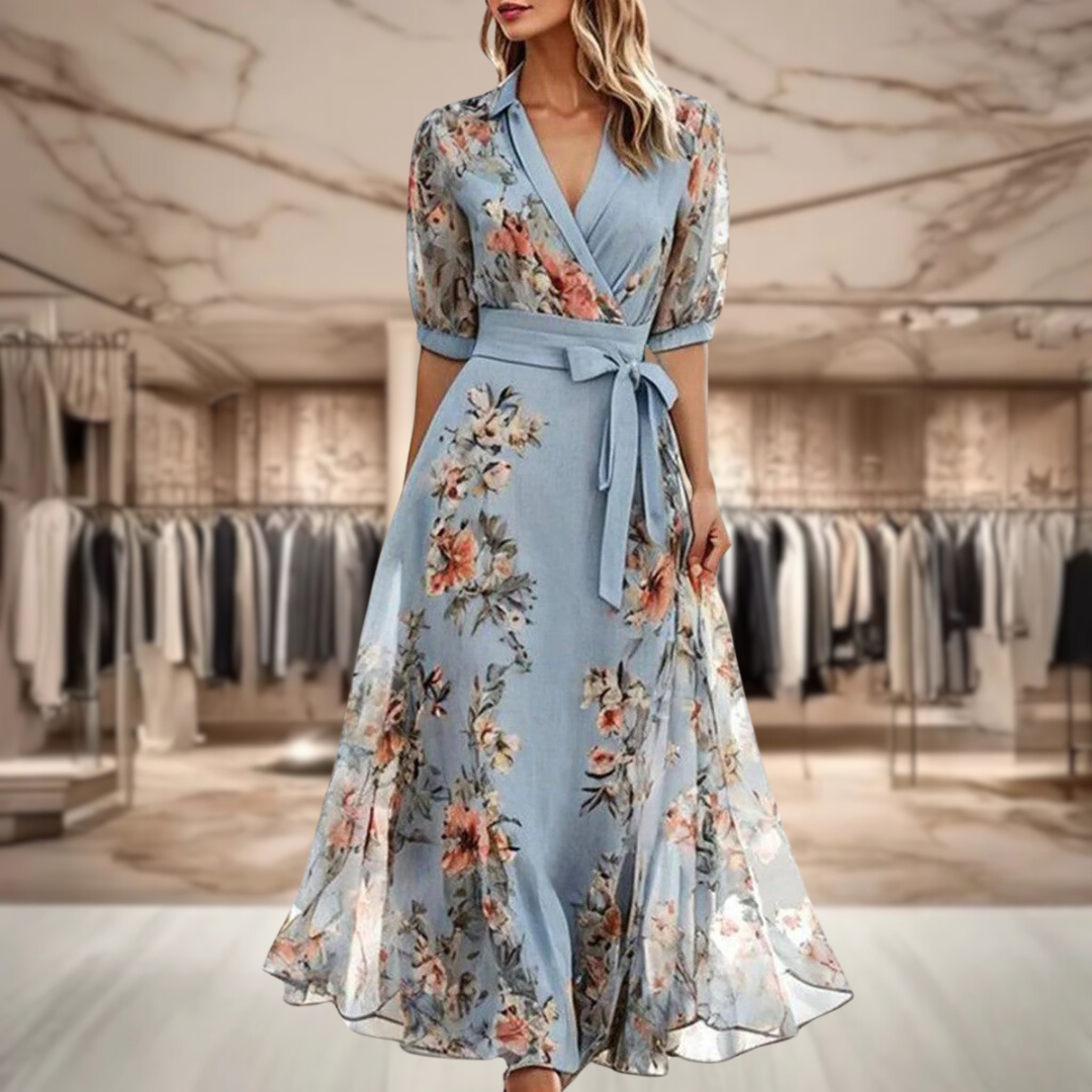 Vestido maxi floral wrap de mangas largas Altea