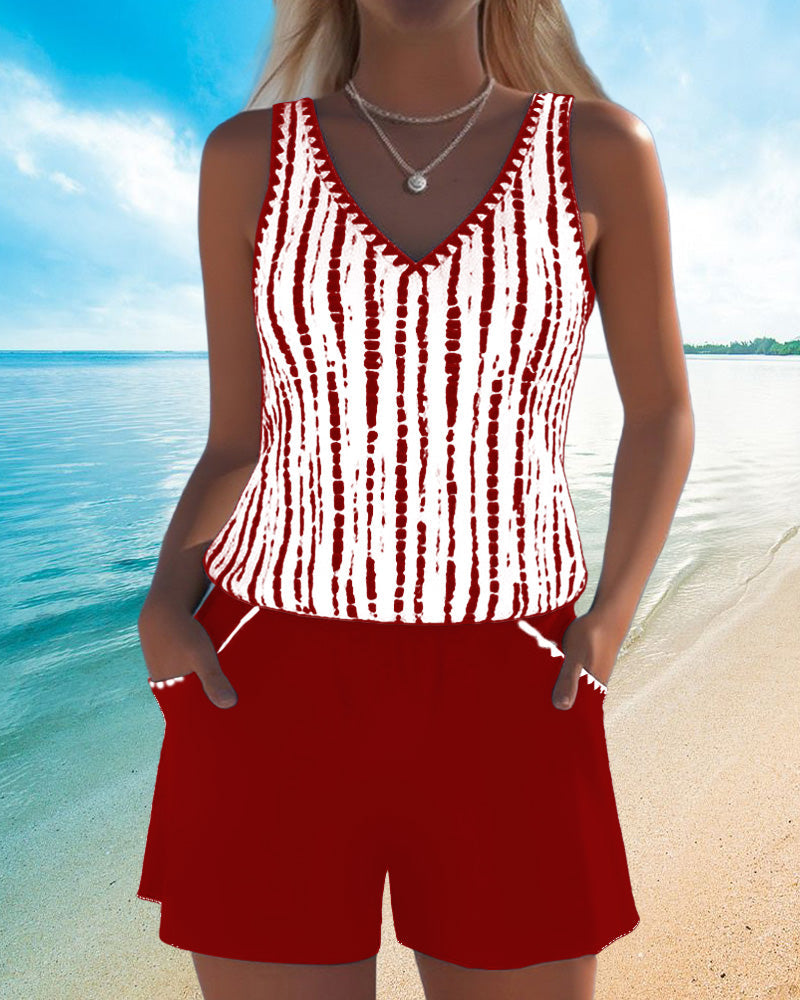 Bikini estampado con cuello en V Carmen