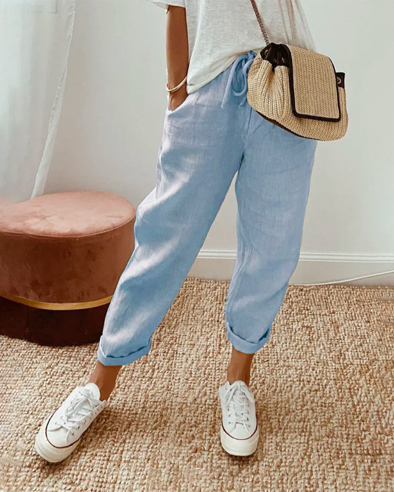 Pantalón de algodón y lino Sofía