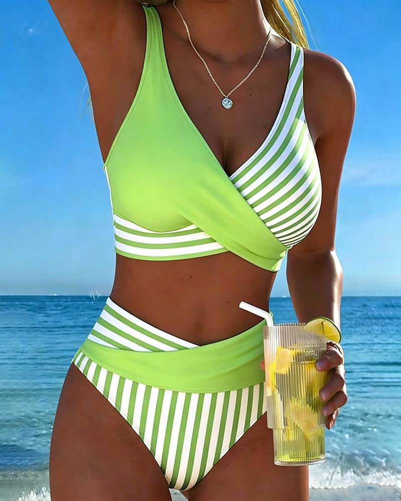 Bikini cruzado de rayas Erika