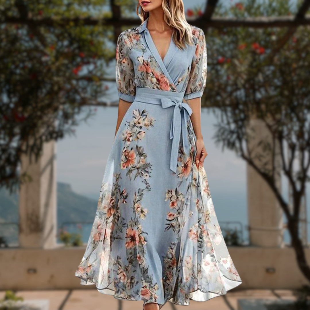 Vestido maxi floral wrap de mangas largas Altea