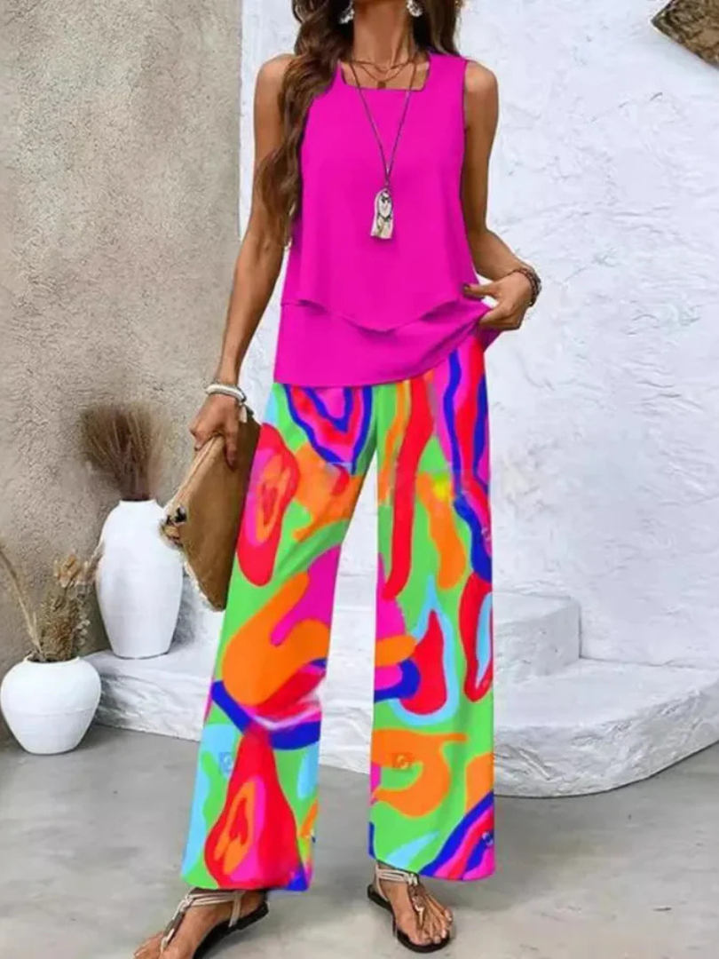 Conjunto de top sin mangas y pantalón ancho Itzel