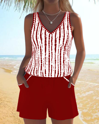 Bikini estampado con cuello en V Carmen