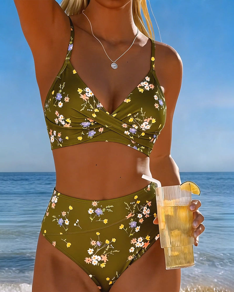 Bikini floral con tiras cruzadas Dulce