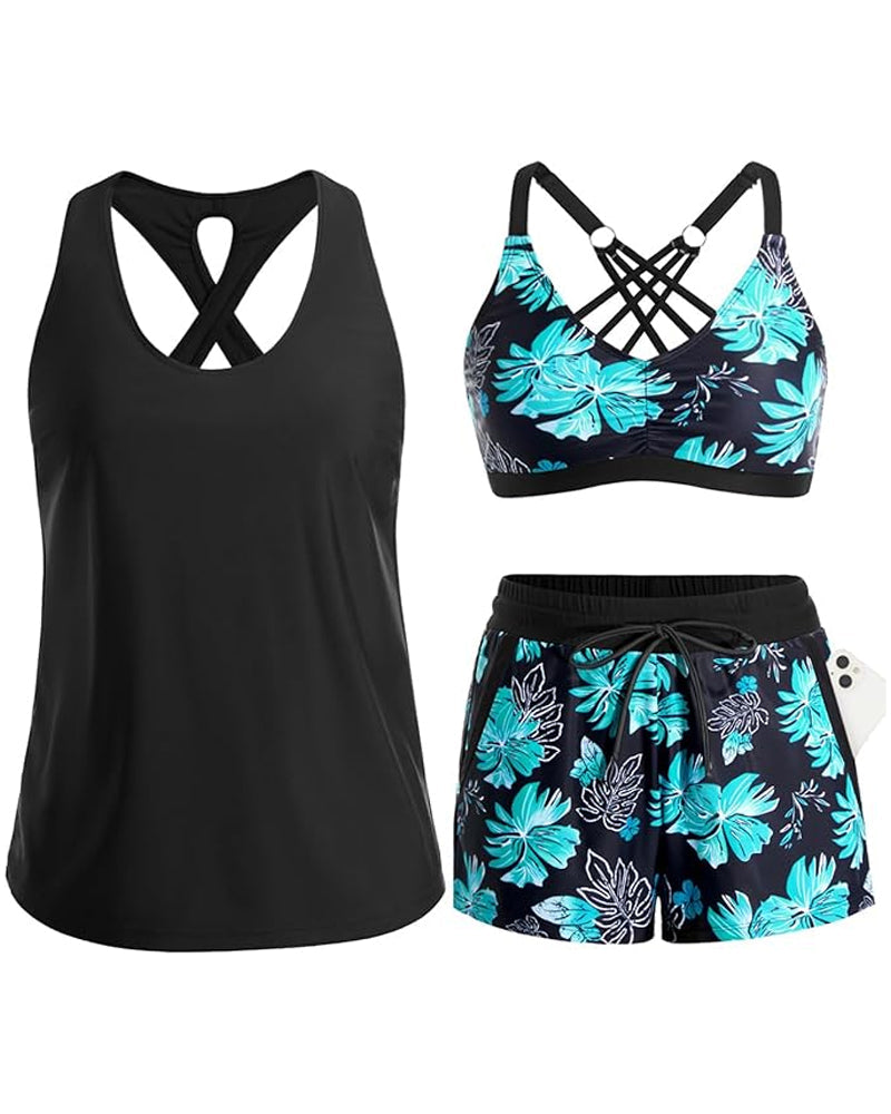 Conjunto de playa estampado con salida y bikini Ilse