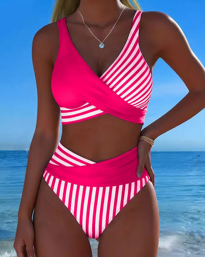 Bikini cruzado de rayas Erika