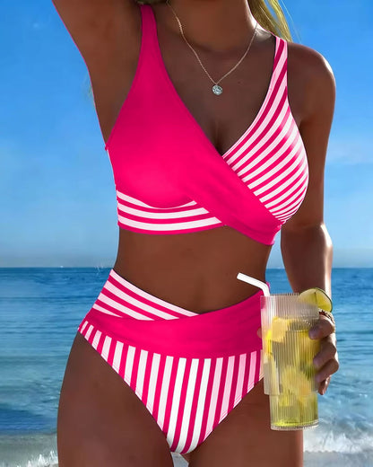 Bikini cruzado de rayas Erika