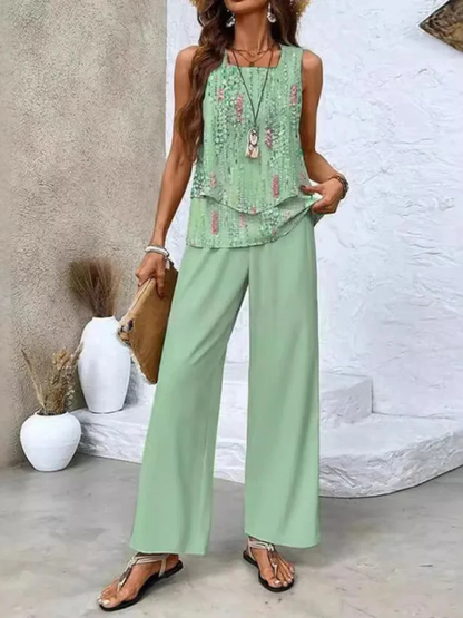 Conjunto de top sin mangas y pantalón ancho Itzel