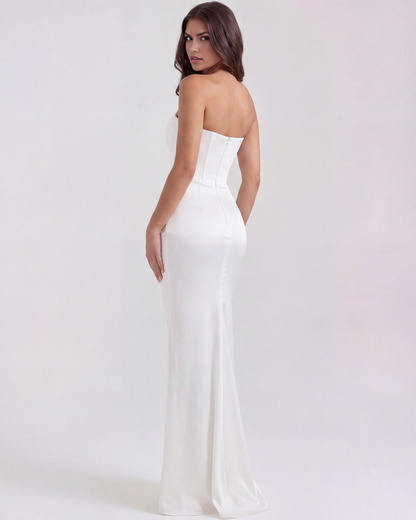 Vestido largo rojo con corsé Itzel