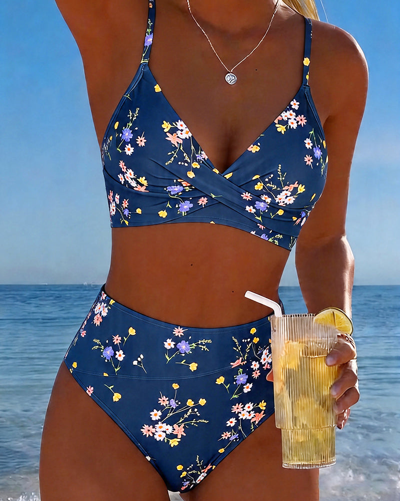 Bikini floral con tiras cruzadas Dulce