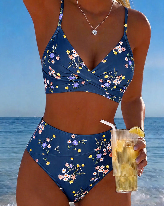 Bikini floral con tiras cruzadas Dulce