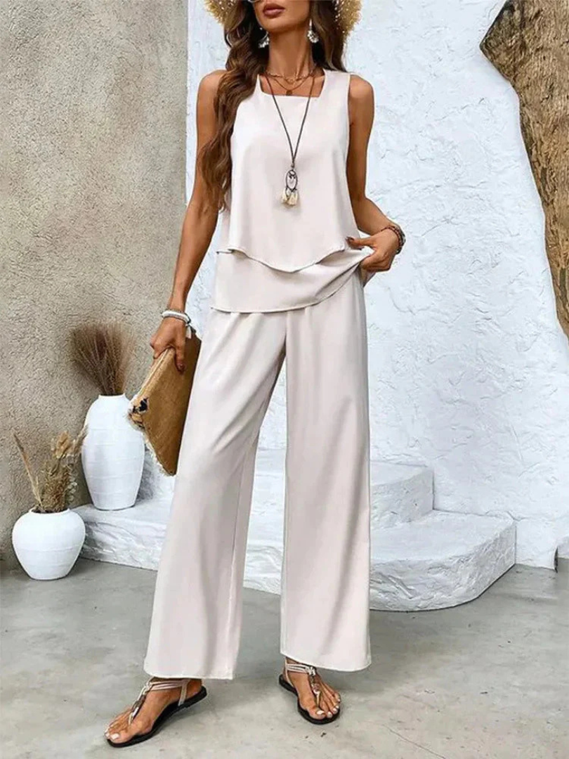 Conjunto de top sin mangas y pantalón ancho Itzel
