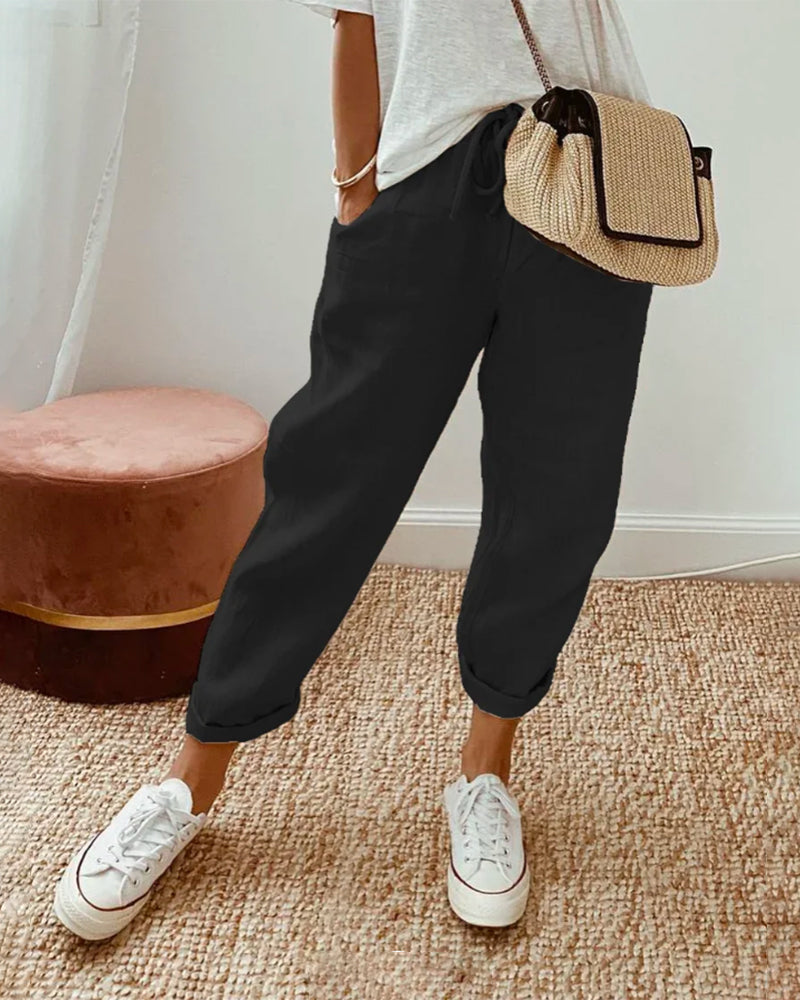 Pantalón de algodón y lino Sofía