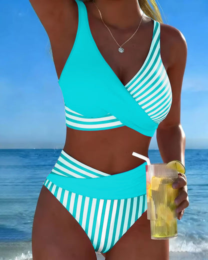 Bikini cruzado de rayas Erika