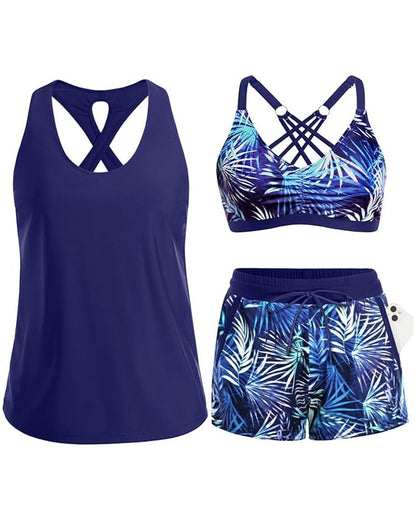 Conjunto de playa estampado con salida y bikini Ilse