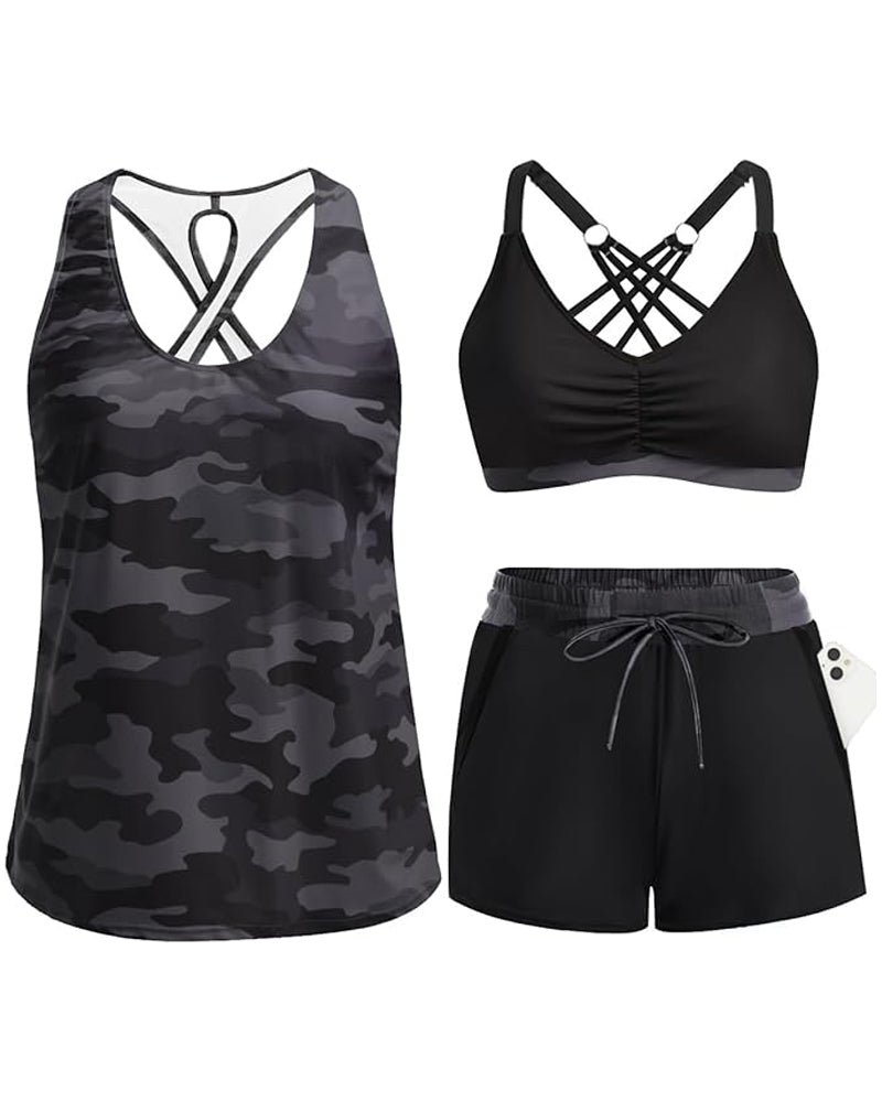 Conjunto de playa estampado con salida y bikini Ilse