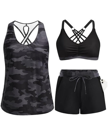 Conjunto de playa estampado con salida y bikini Ilse