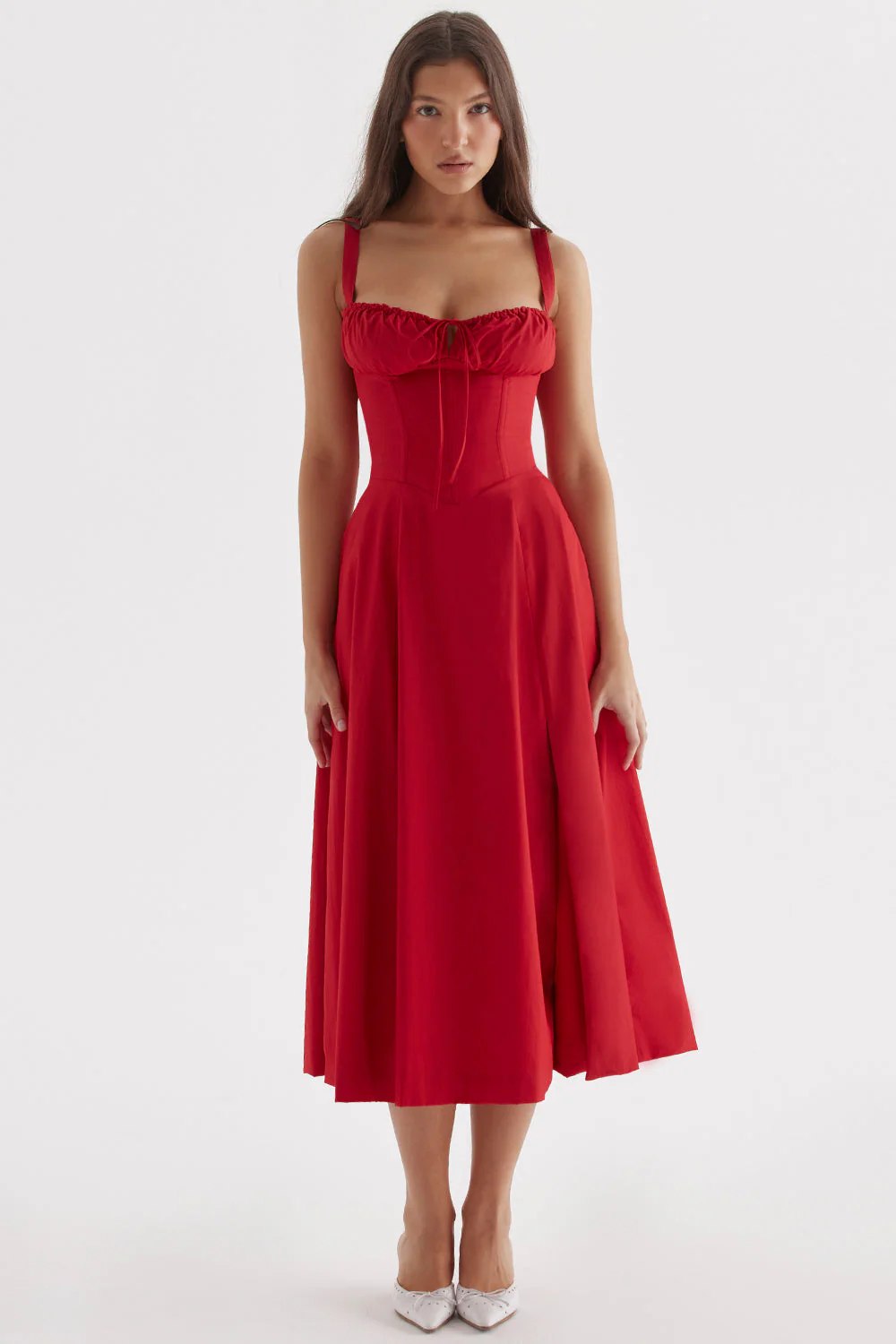 Vestido midi con corsé Sofía