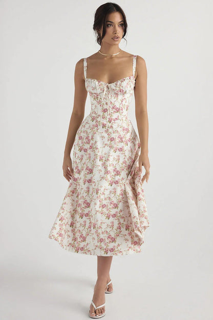Vestido midi con corsé Sofía