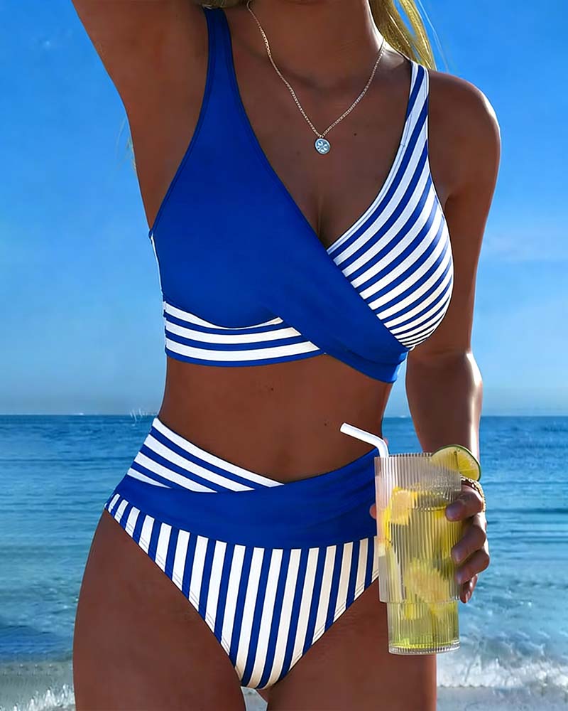 Bikini cruzado de rayas Erika