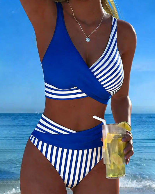 Bikini cruzado de rayas Erika