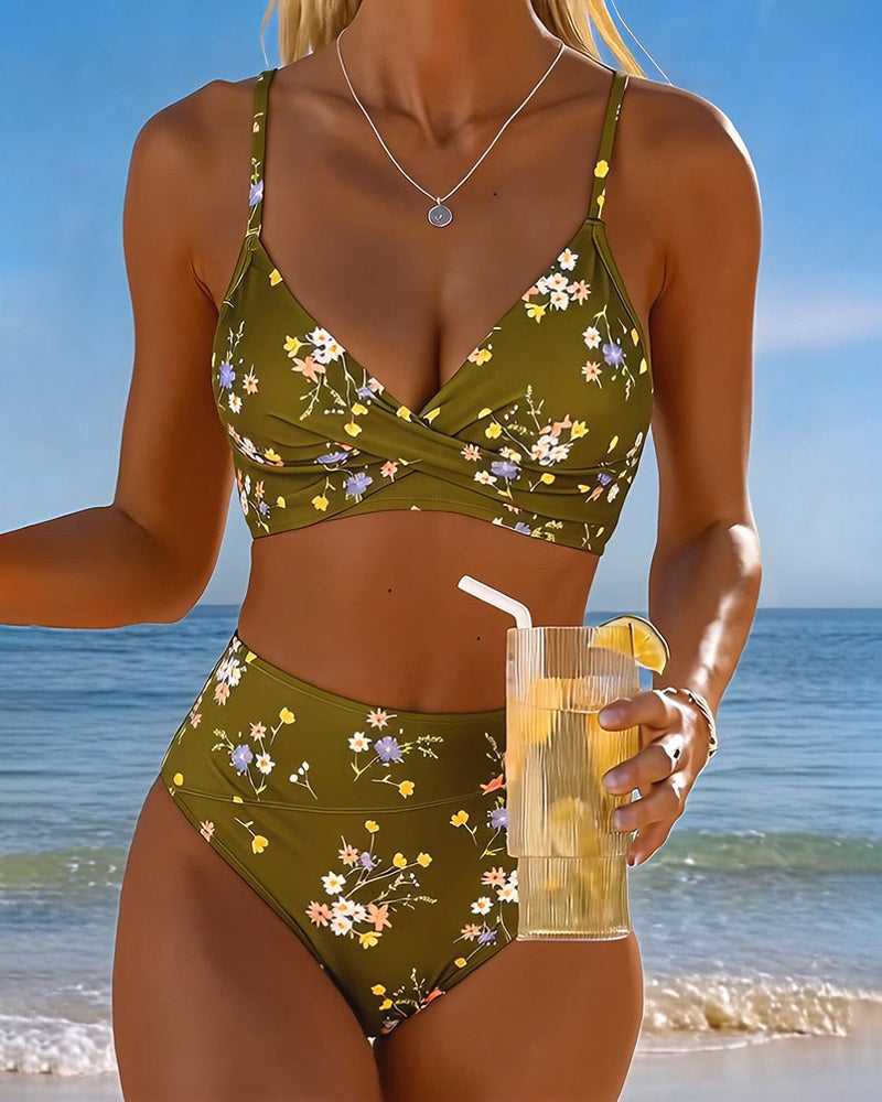 Bikini floral con tiras cruzadas Dulce