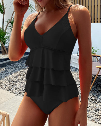 Tankini liso con volantes Elena