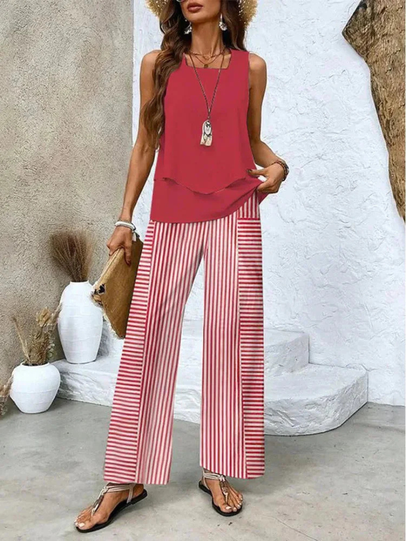 Conjunto de top sin mangas y pantalón ancho Itzel