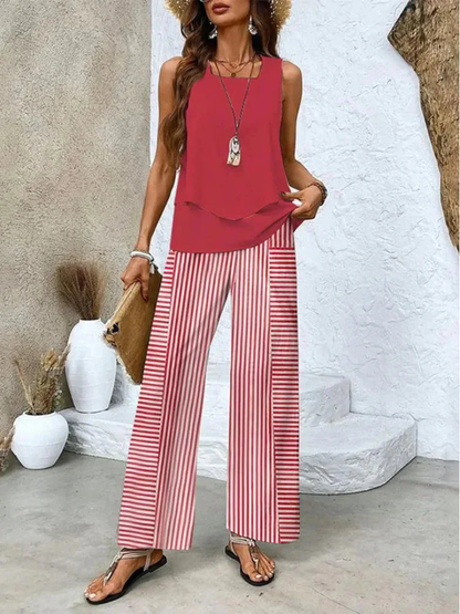 Conjunto de top sin mangas y pantalón ancho Itzel