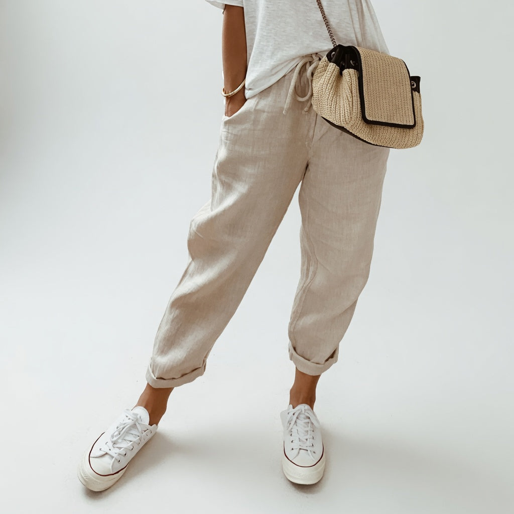 Pantalón de algodón y lino Sofía