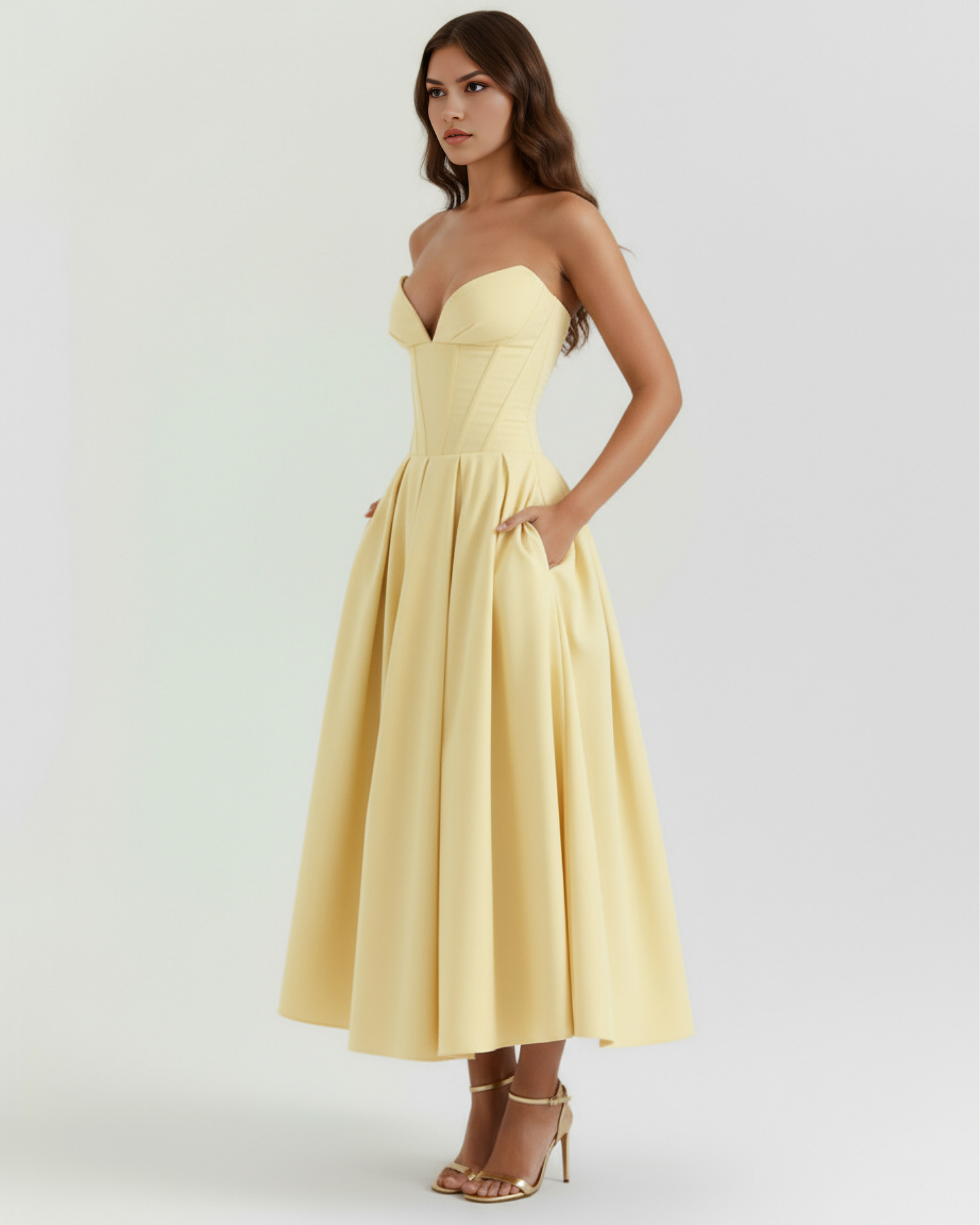 Vestido elegante escote corazón Mónica